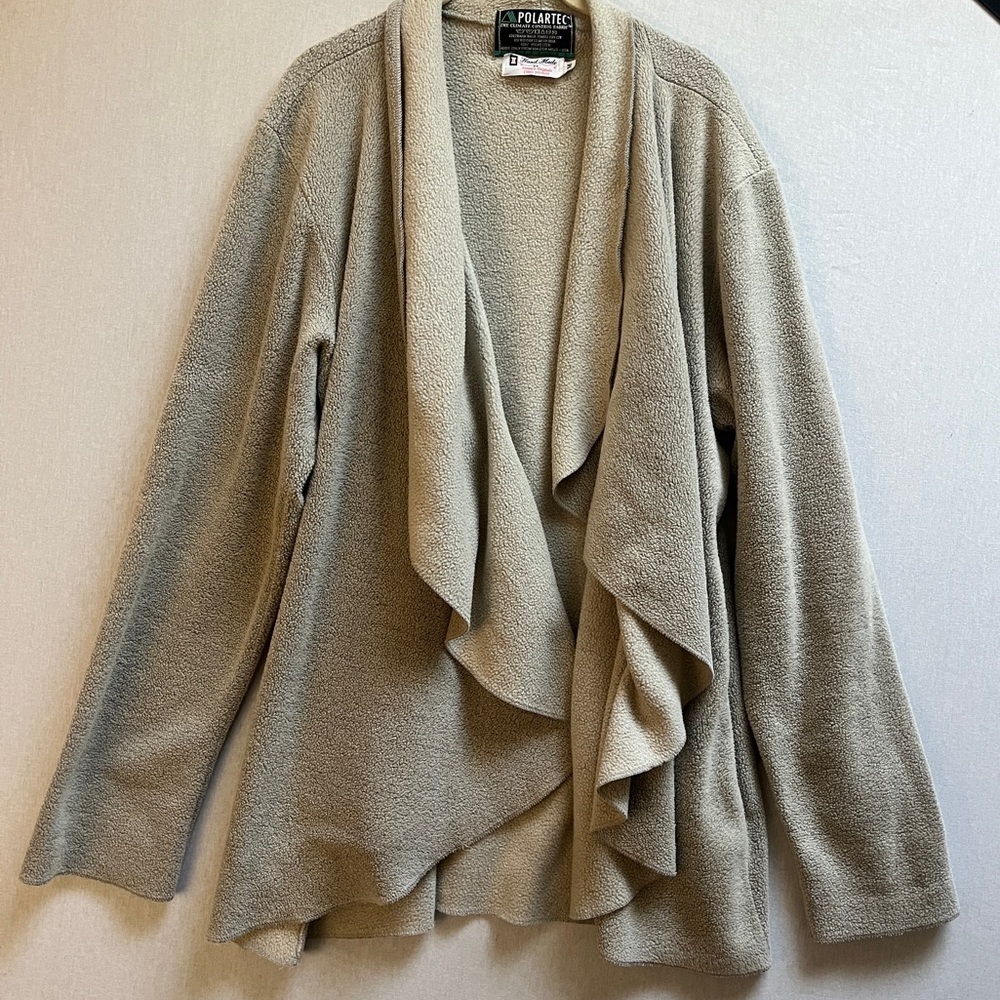 Polartec Handmade Fleece Waterfall Open Cardigan Sweater Size M